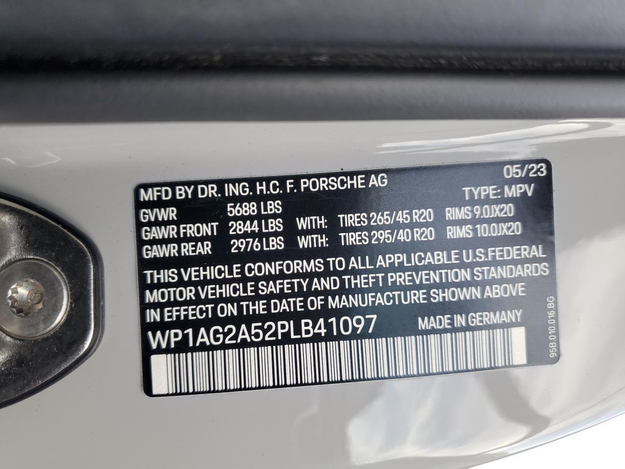 2023 PORSCHE MACAN S VIN:WP1AG2A52PLB41097