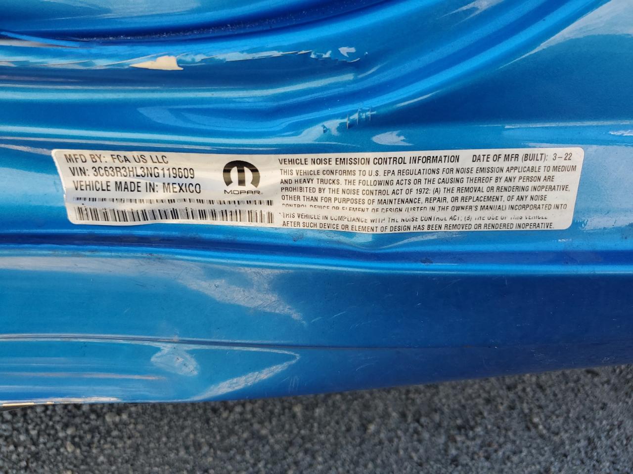2022 RAM 3500 BIG HORN/LONE STAR VIN:3C63R3HL3NG119609