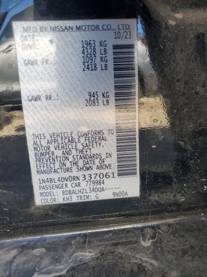 2024 NISSAN ALTIMA SV VIN:1N4BL4DV0RN337061