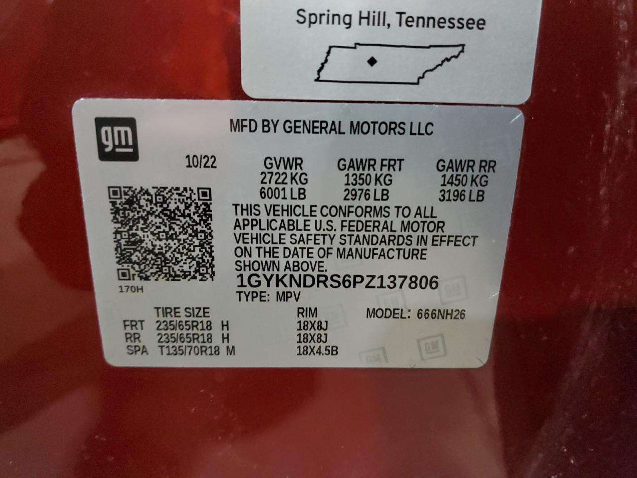 2023 CADILLAC XT5 PREMIUM LUXURY VIN:1GYKNDRS6PZ137806