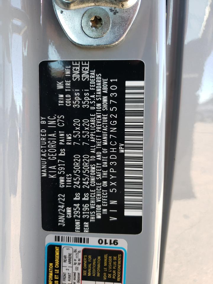 2022 KIA TELLURIDE EX VIN:5XYP3DHC7NG257301