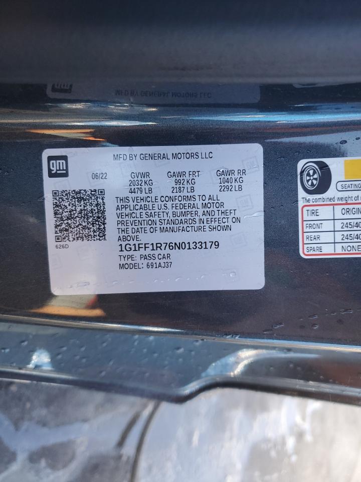 2022 CHEVROLET CAMARO LT1 VIN:1G1FF1R76N0133179