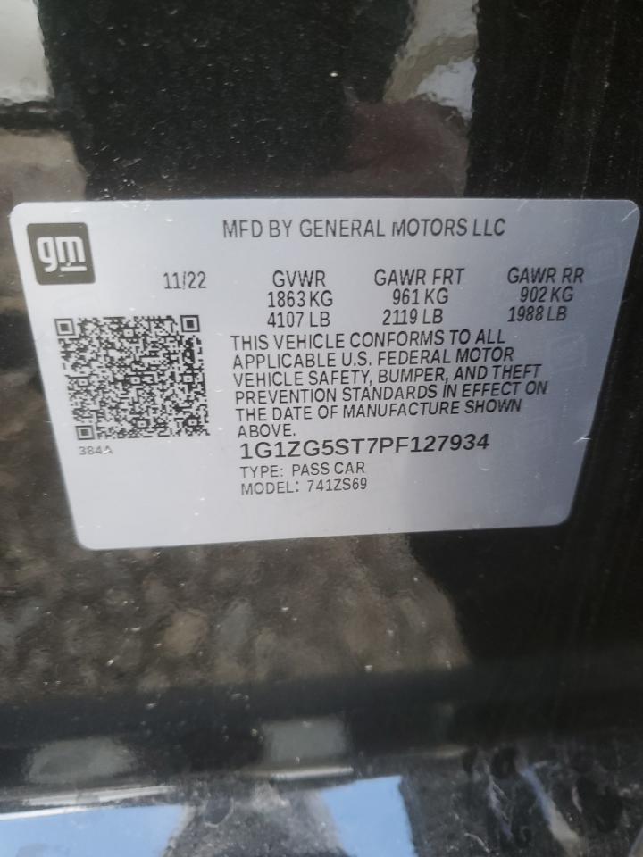 2023 CHEVROLET MALIBU RS VIN:1G1ZG5ST7PF127934