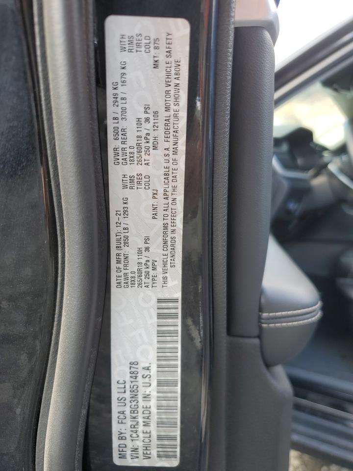 2022 JEEP GRAND CHEROKEE L LIMITED VIN:1C4RJKBG3N8514878