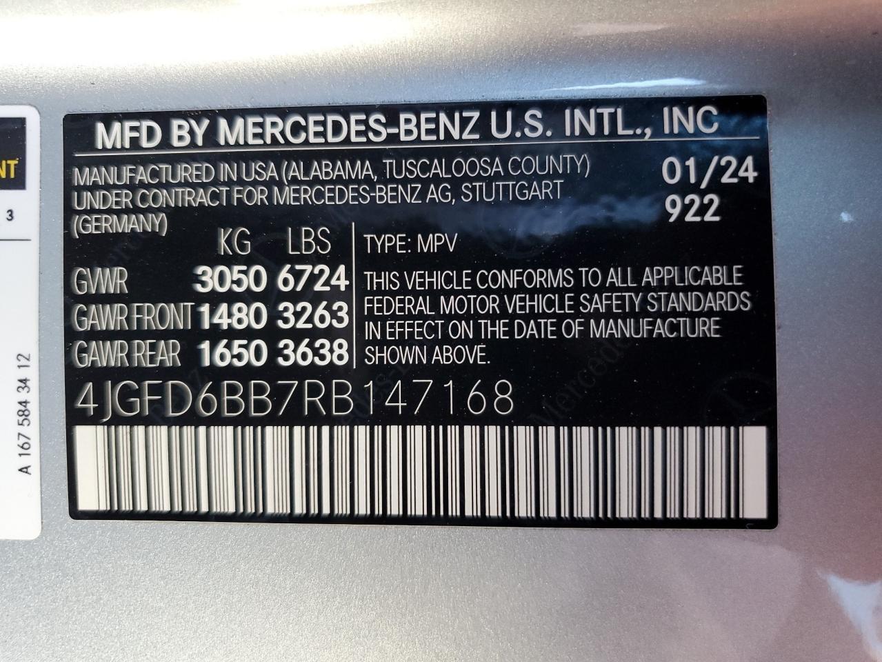 2024 MERCEDES-BENZ GLE COUPE AMG 53 4MATIC VIN:4JGFD6BB7RB147168