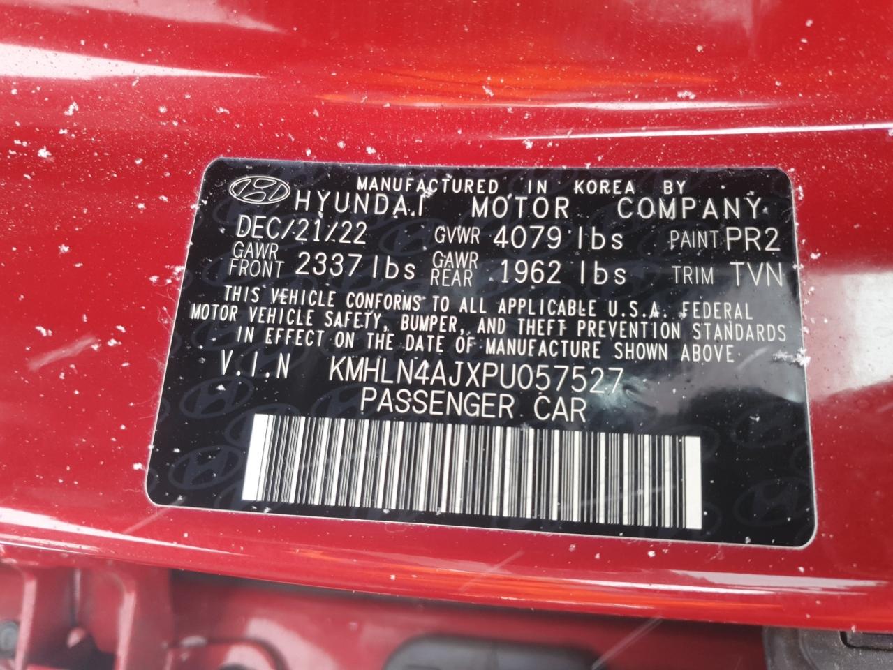 2023 HYUNDAI ELANTRA LIMITED VIN:KMHLN4AJXPU057527