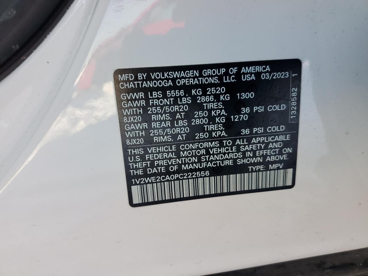 2023 VOLKSWAGEN ATLAS CROSS SPORT SE VIN:1V2WE2CA0PC222556