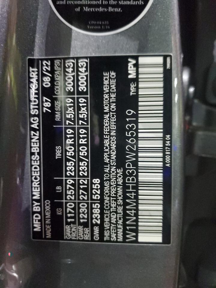 2023 MERCEDES-BENZ GLB 250 4MATIC VIN:W1N4M4HB3PW265319