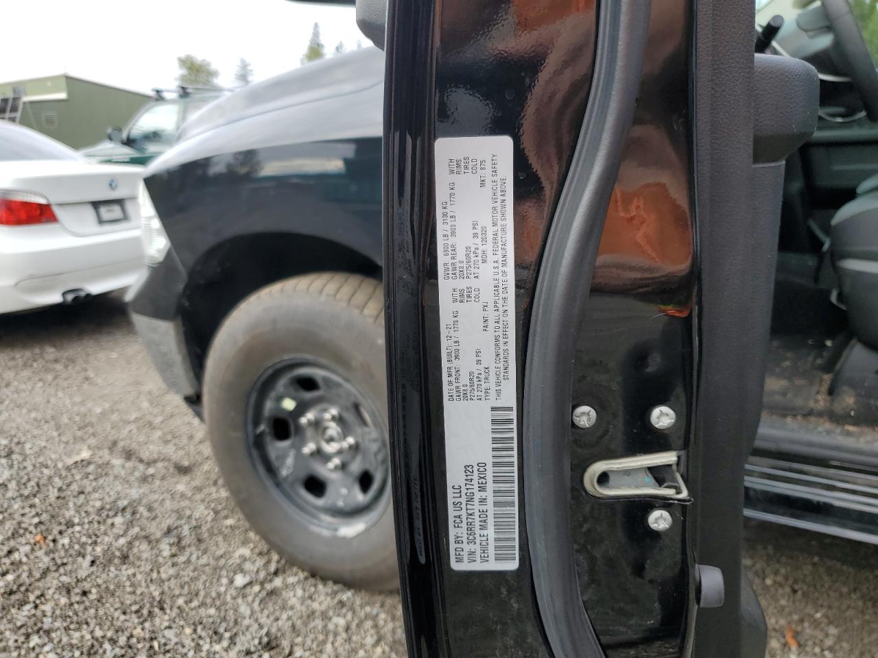 2022 RAM 1500 CLASSIC TRADESMAN VIN:3C6RR7KT7NG174123