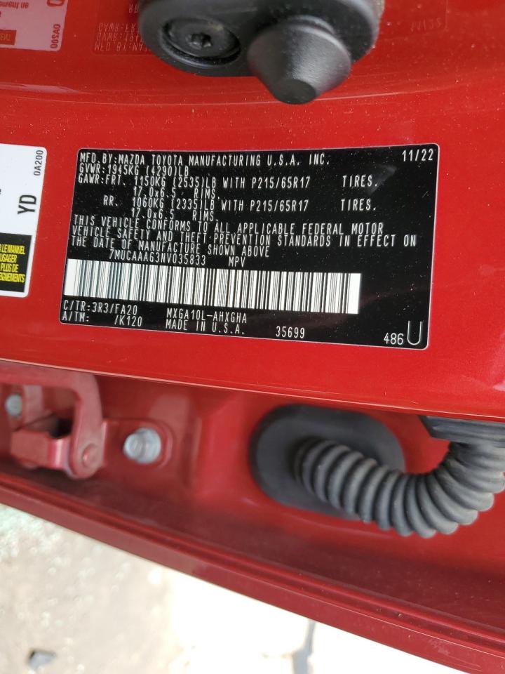 2022 TOYOTA COROLLA CROSS LE VIN:7MUCAAAG3NV035833