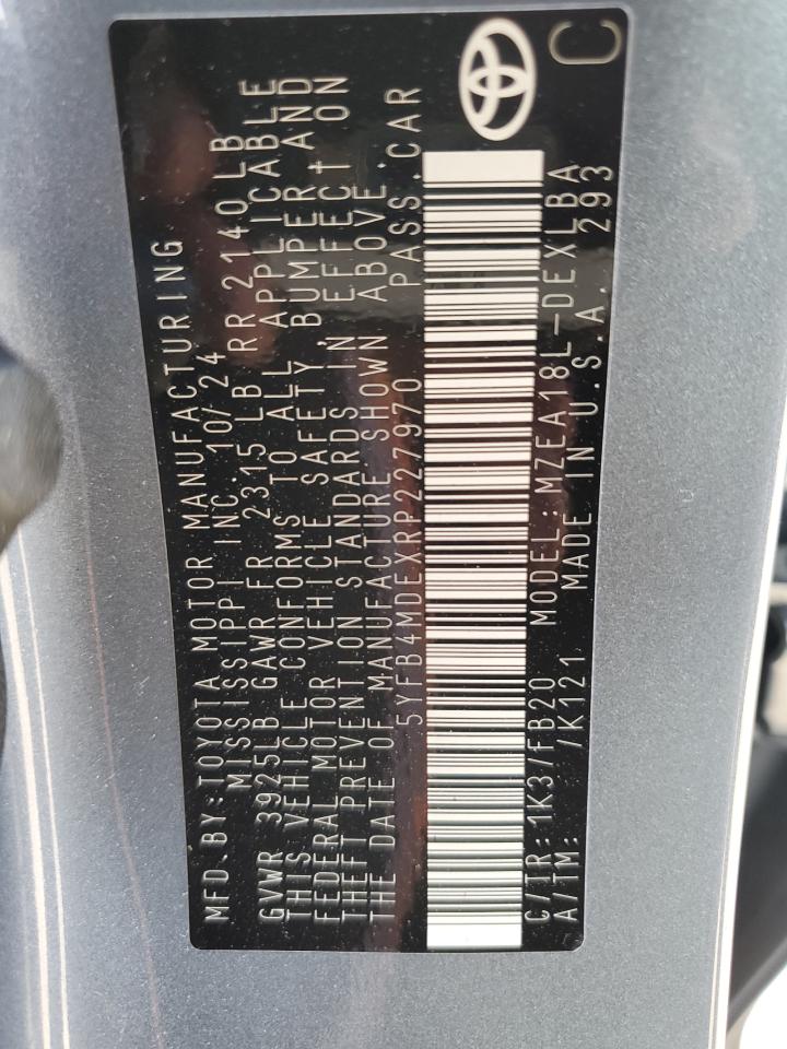 2024 TOYOTA COROLLA LE VIN:5YFB4MDEXRP227970