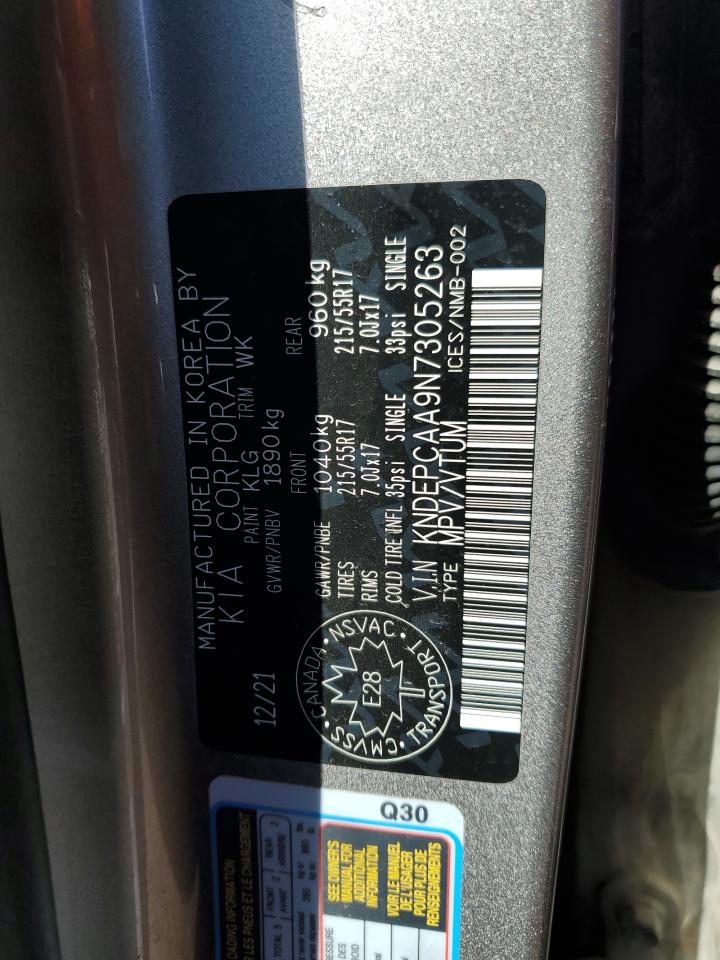 2022 KIA SELTOS LX VIN:KNDEPCAA9N7305263