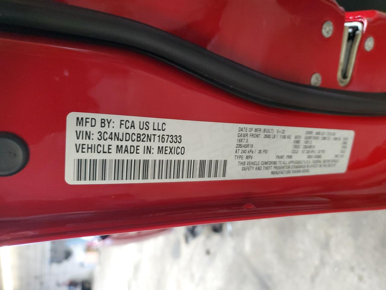 2022 JEEP COMPASS LIMITED VIN:3C4NJDCB2NT167333