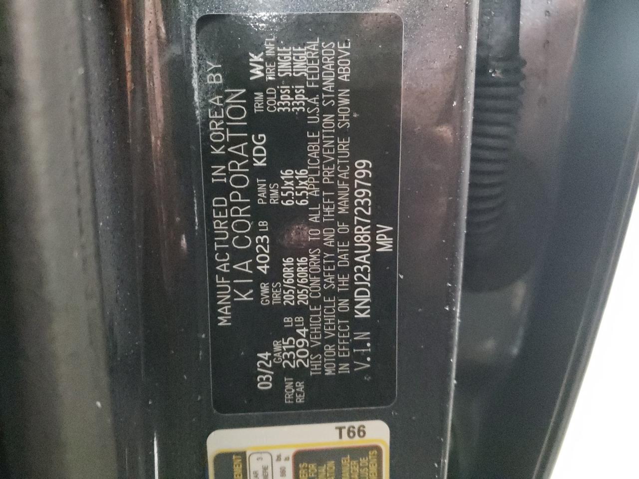 2024 KIA SOUL LX VIN:KNDJ23AU8R7239799