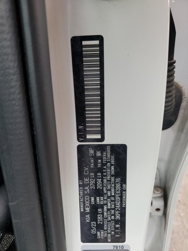 2023 KIA FORTE LX VIN:3KPF24AD3PE638676