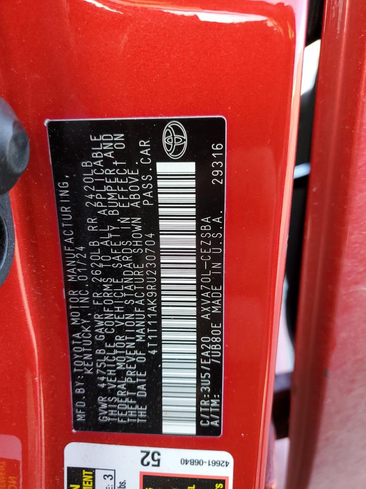 2024 TOYOTA CAMRY SE NIGHT SHADE VIN:4T1T11AK9RU230704