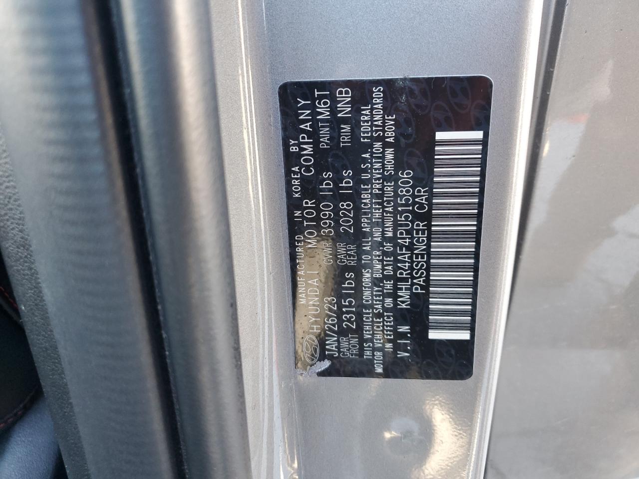 2023 HYUNDAI ELANTRA N LINE VIN:KMHLR4AF4PU515806