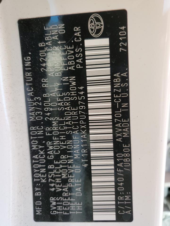 2023 TOYOTA CAMRY LE VIN:4T1R11AKXPU797544