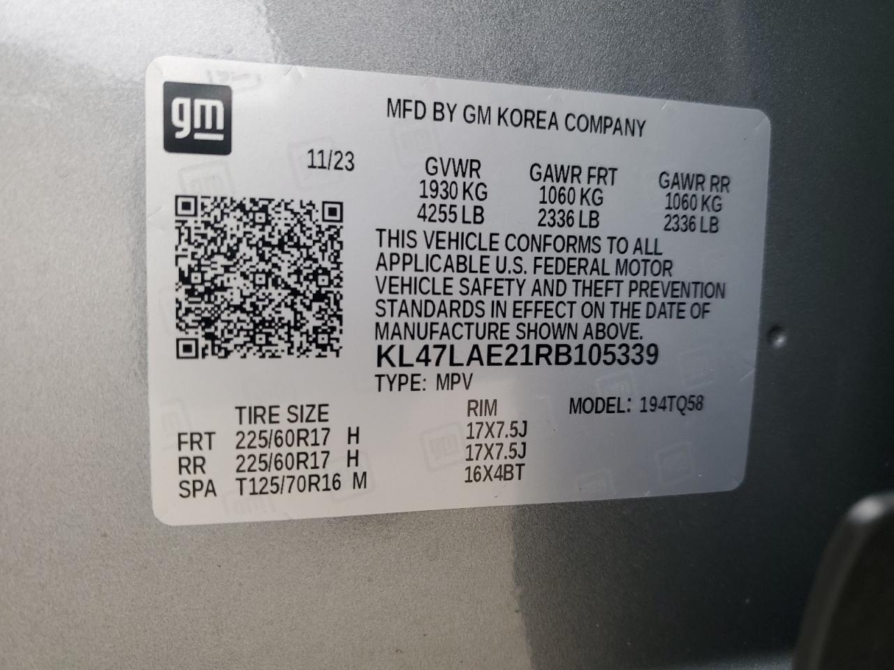 2024 BUICK ENVISTA PREFERRED VIN:KL47LAE21RB105339