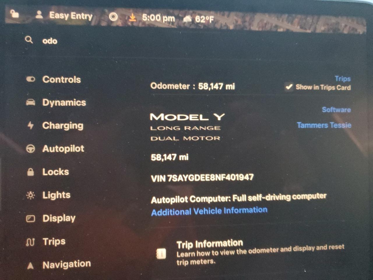 2022 TESLA MODEL Y  VIN:7SAYGDEE8NF401947
