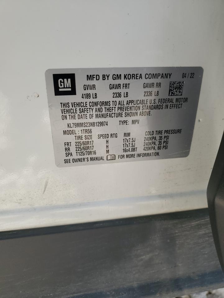 2022 CHEVROLET TRAILBLAZER LS VIN:KL79MMS23NB129974