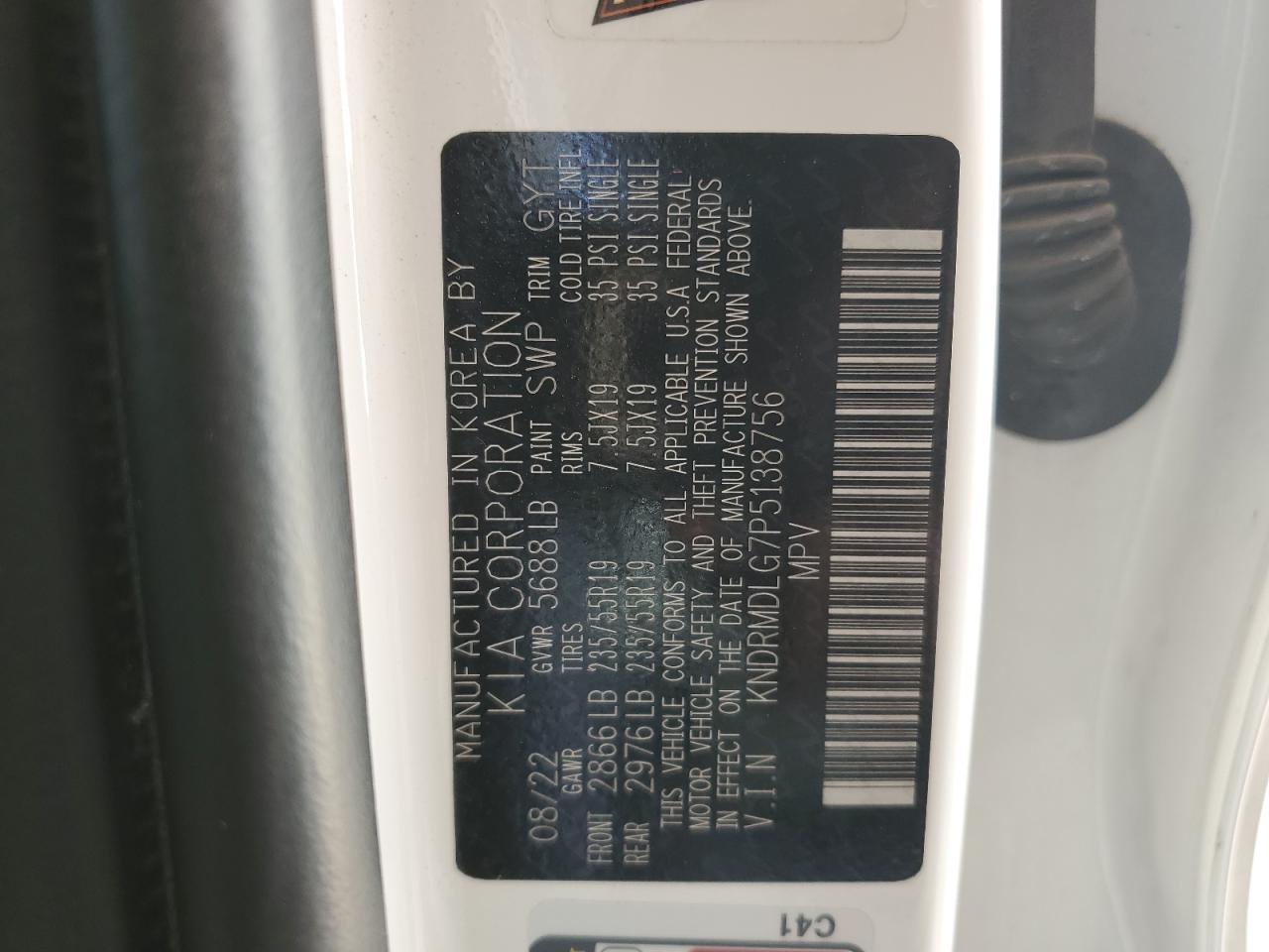 2023 KIA SORENTO SXP VIN:KNDRMDLG7P5138756