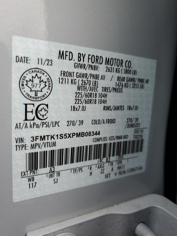 2023 FORD MUSTANG MACH-E SELECT VIN:3FMTK1S5XPMB08344