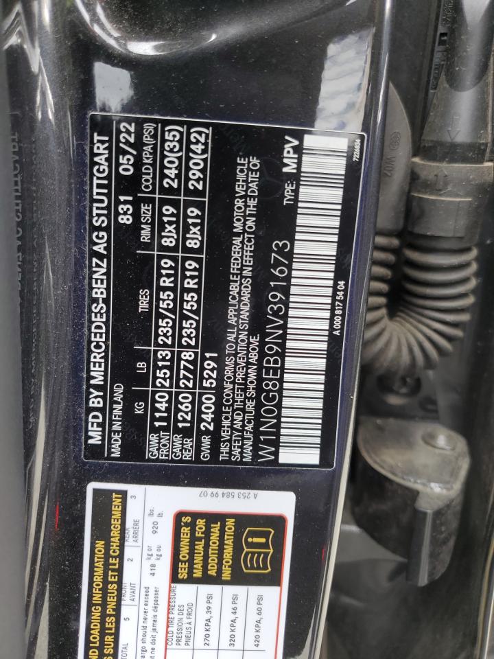 2022 MERCEDES-BENZ GLC 300 4MATIC VIN:W1N0G8EB9NV391673