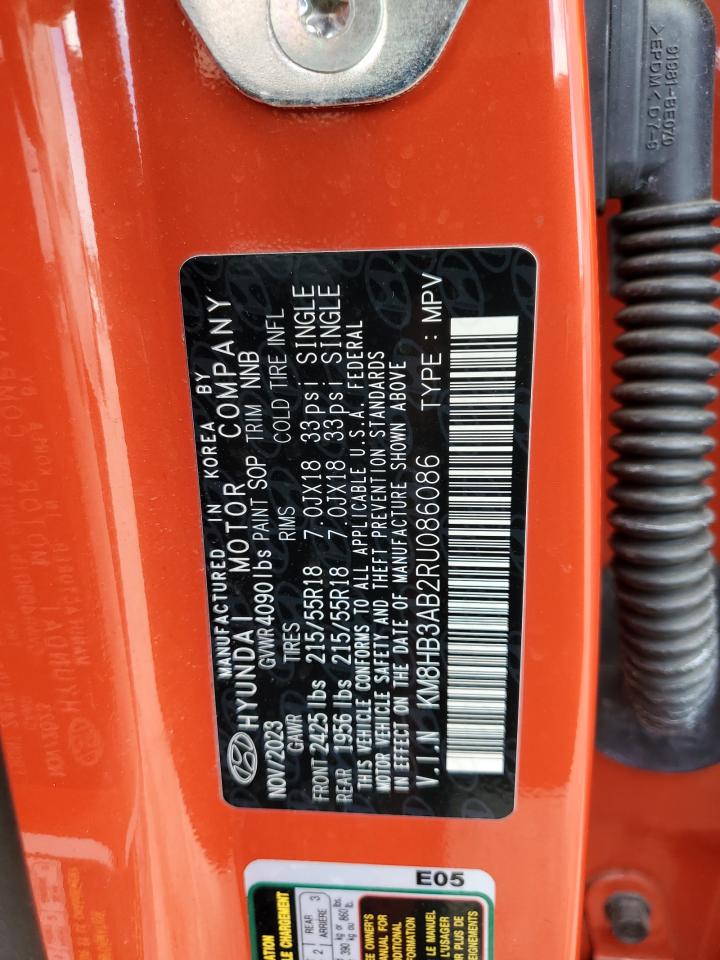 2024 HYUNDAI KONA SEL VIN:KM8HB3AB2RU086086