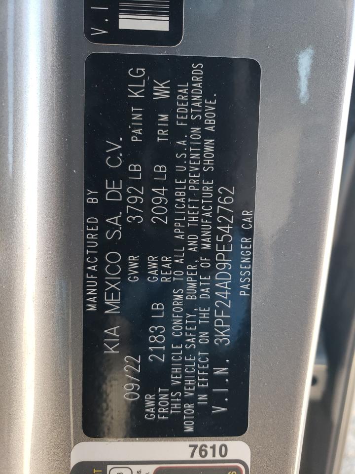 2023 KIA FORTE LX VIN:3KPF24AD9PE542762