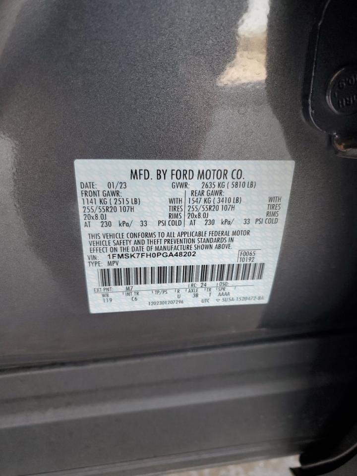2023 FORD EXPLORER LIMITED VIN:1FMSK7FH0PGA48202