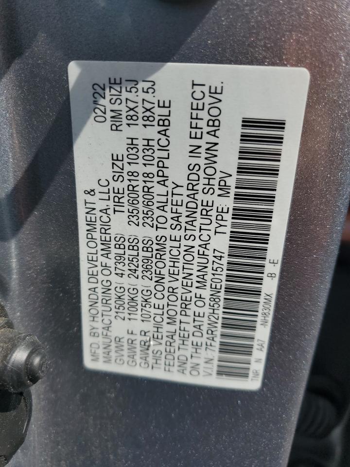 2022 HONDA CR-V EX VIN:7FARW2H58NE015747