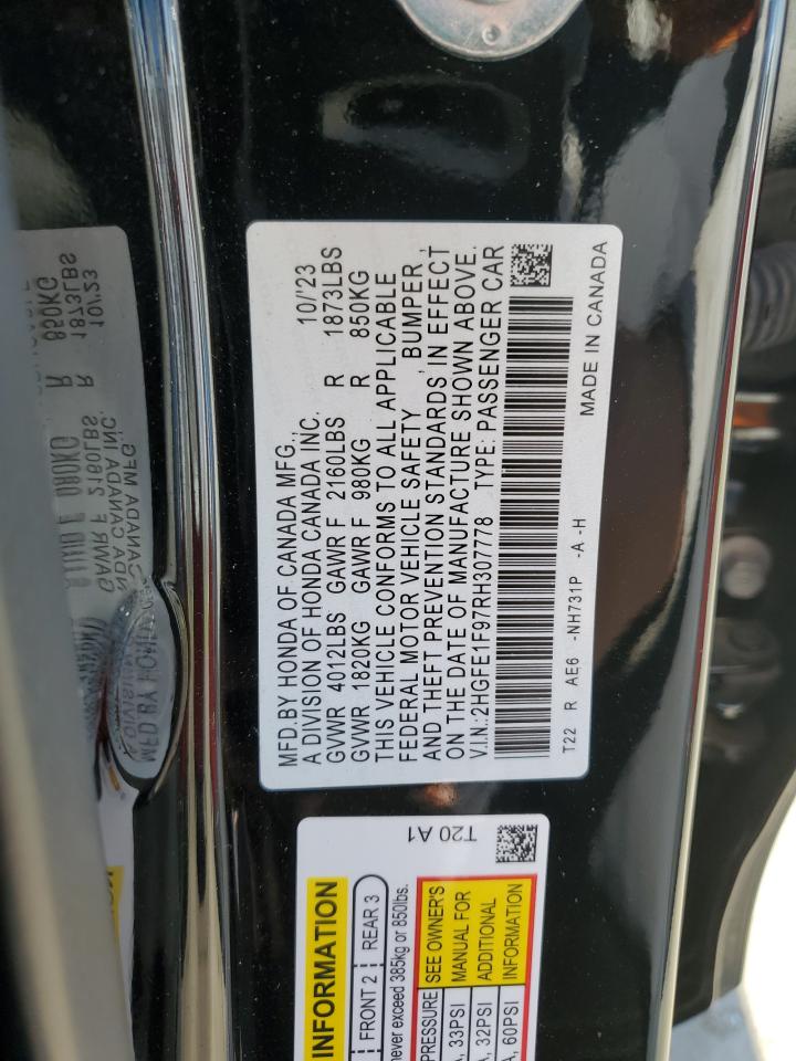 2024 HONDA CIVIC TOURING VIN:2HGFE1F97RH307778
