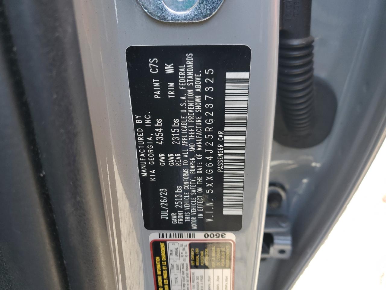 2024 KIA K5 GT LINE VIN:5XXG64J25RG237325
