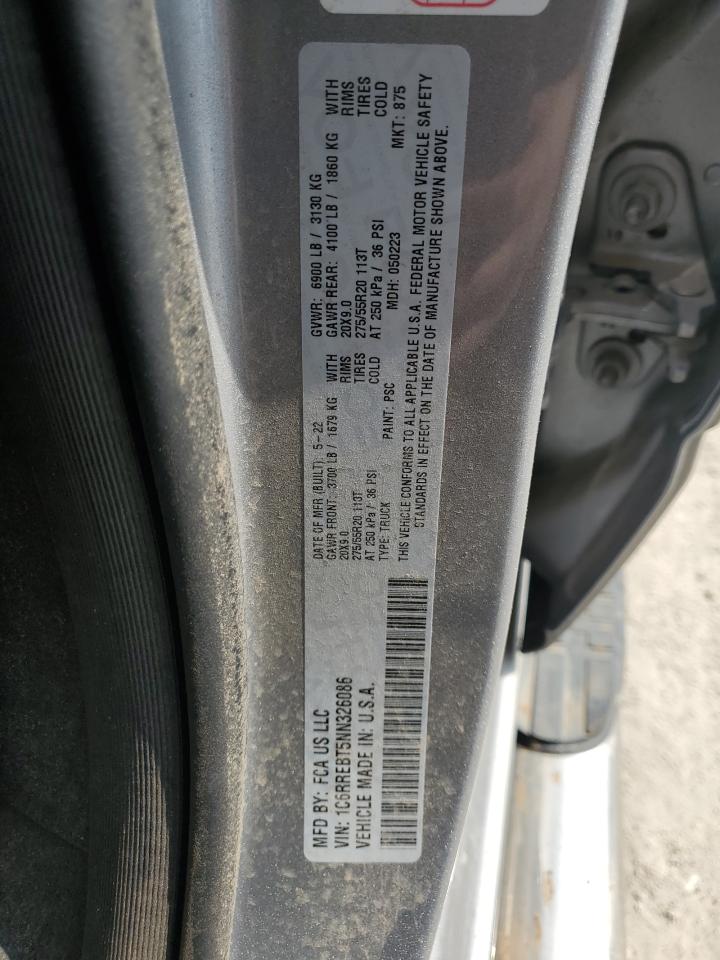 2022 RAM 1500 BIG HORN/LONE STAR VIN:1C6RREBT5NN326086