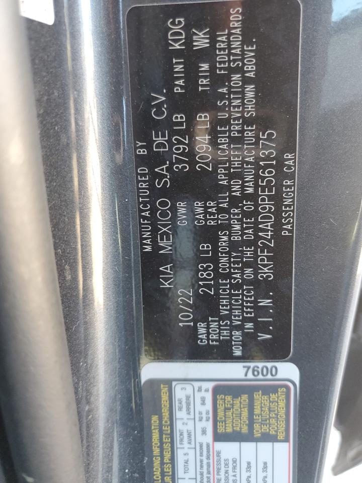 2023 KIA FORTE LX VIN:3KPF24AD9PE561375