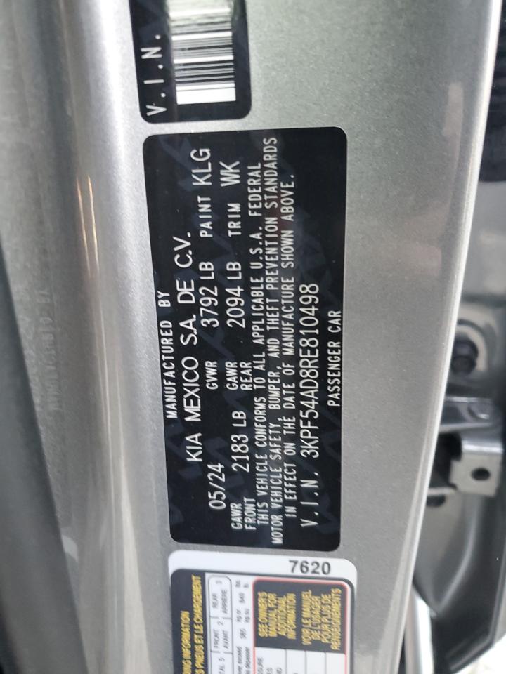 2024 KIA FORTE GT LINE VIN:3KPF54AD8RE810498