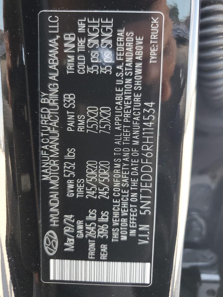 2024 HYUNDAI SANTA CRUZ LIMITED VIN:5NTJEDDF6RH114534