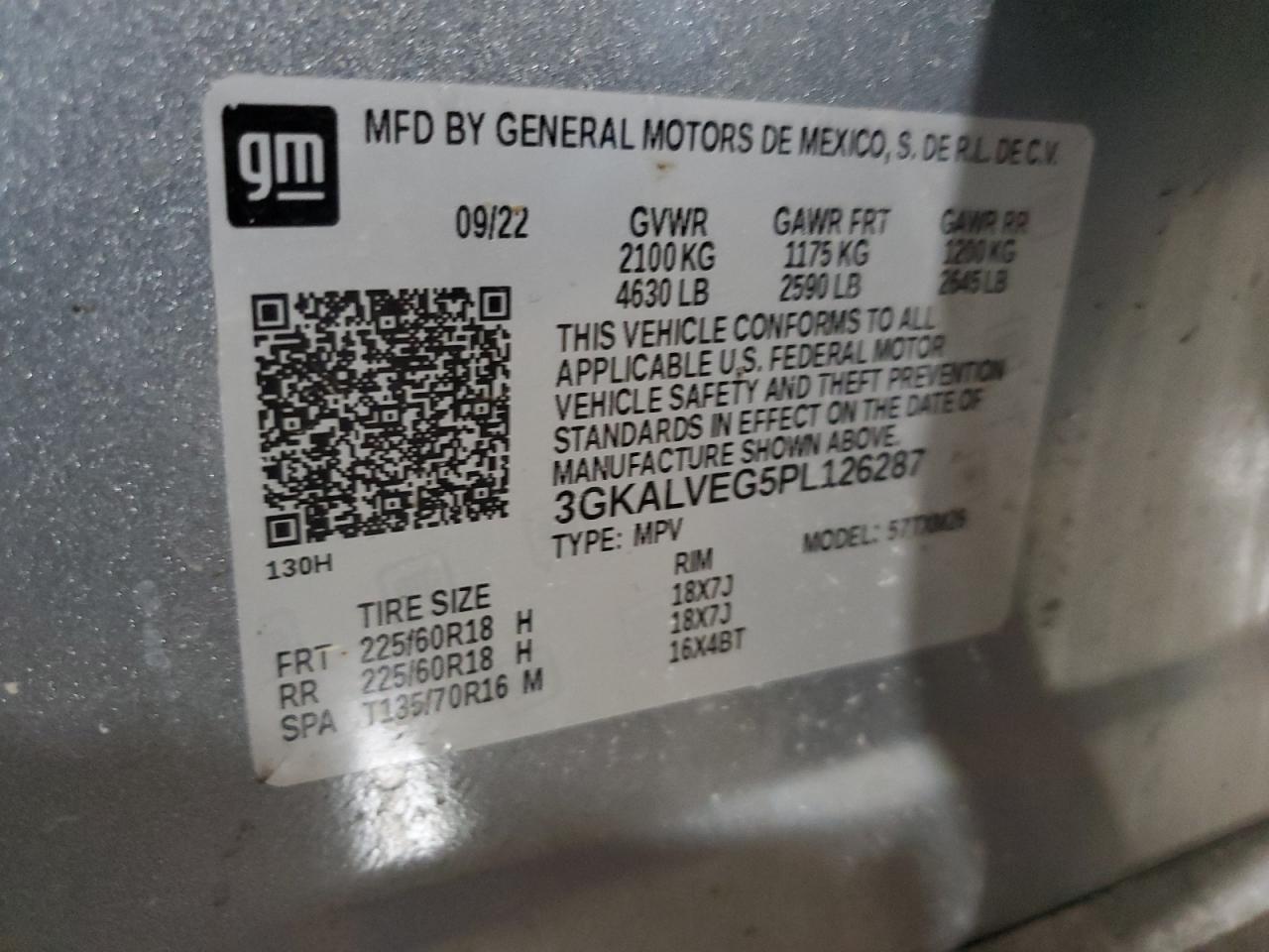 2023 GMC TERRAIN SLT VIN:3GKALVEG5PL126287