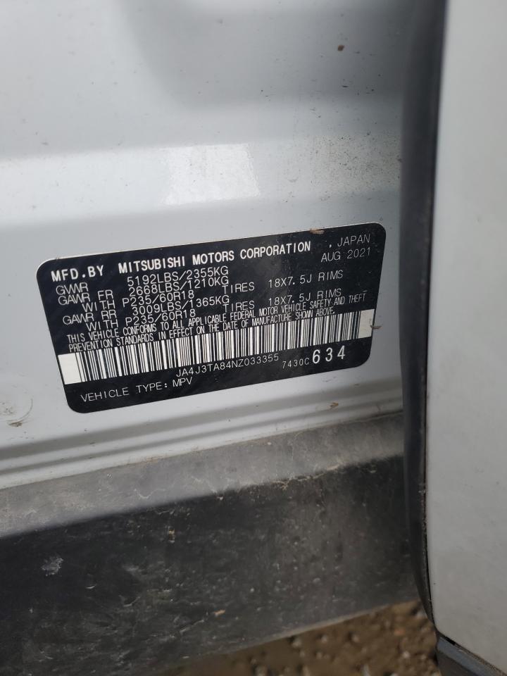 2022 MITSUBISHI OUTLANDER ES VIN:JA4J3TA84NZ033355