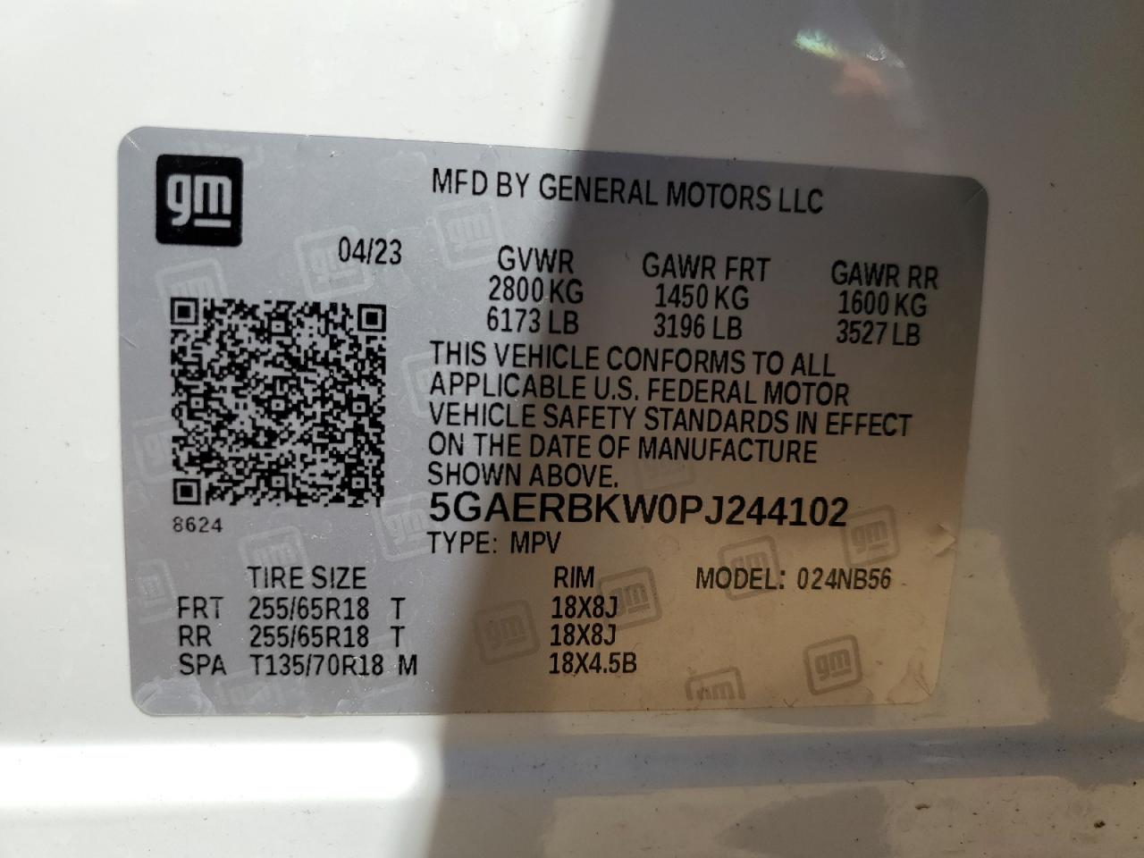 2023 BUICK ENCLAVE ESSENCE VIN:5GAERBKW0PJ244102