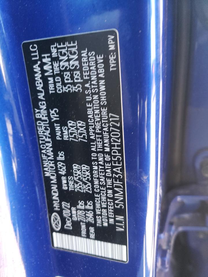 2023 HYUNDAI TUCSON SEL VIN:5NMJF3AE5PH207217