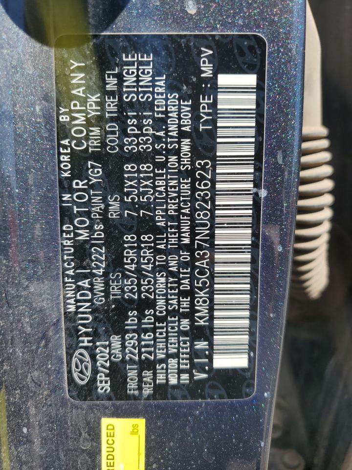 2022 HYUNDAI KONA LIMITED VIN:KM8K5CA37NU823623