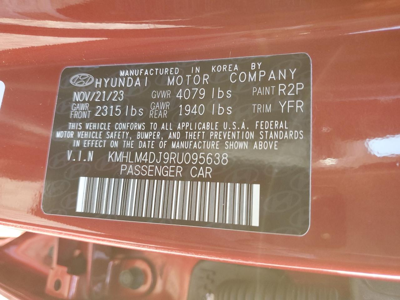 2024 HYUNDAI ELANTRA BLUE VIN:KMHLM4DJ9RU095638