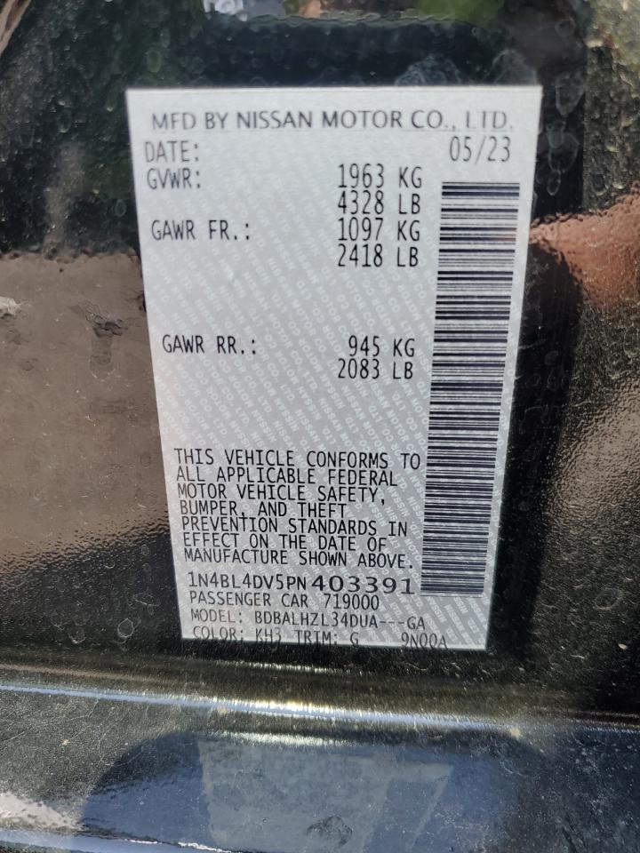 2023 NISSAN ALTIMA SV VIN:1N4BL4DV5PN403391