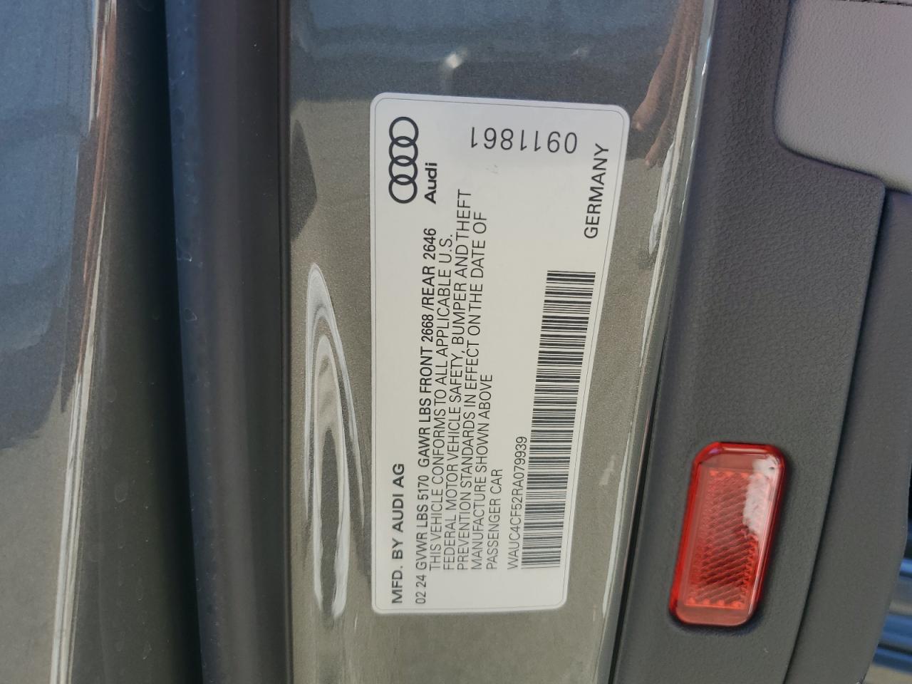 2024 AUDI S5 PREMIUM PLUS VIN:WAUC4CF52RA079939