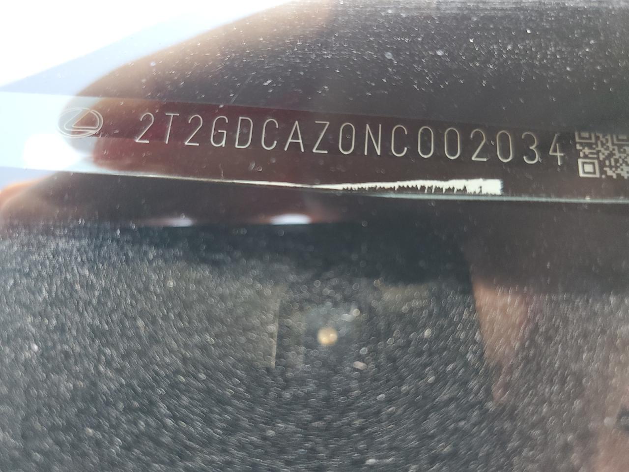 2022 LEXUS NX 250 VIN:2T2GDCAZ0NC002034