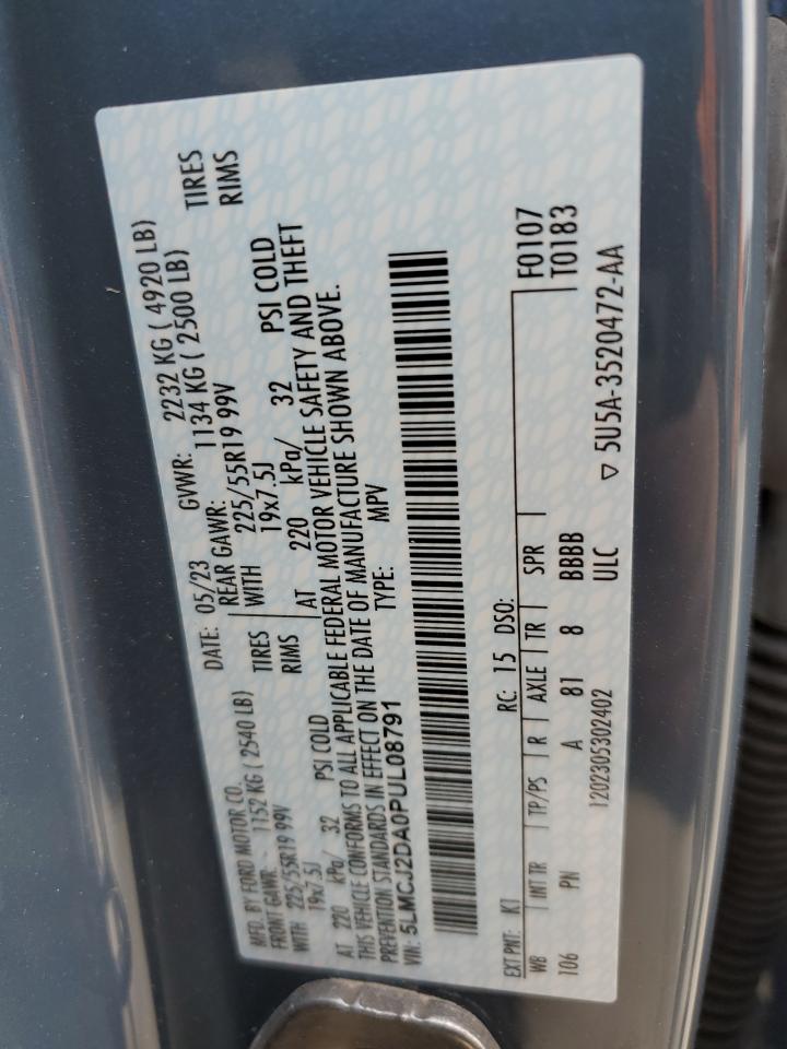 2023 LINCOLN CORSAIR RESERVE VIN:5LMCJ2DA0PUL08791