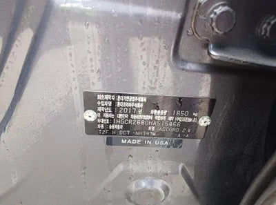 2017 Honda Accord VIN: