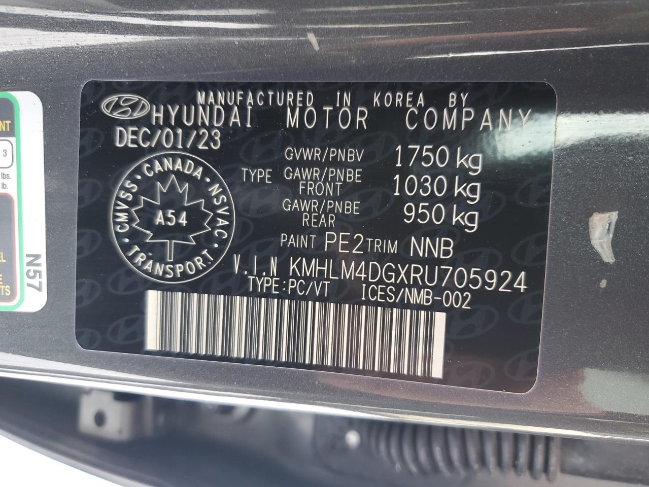 2024 HYUNDAI ELANTRA SEL VIN:KMHLM4DGXRU705924